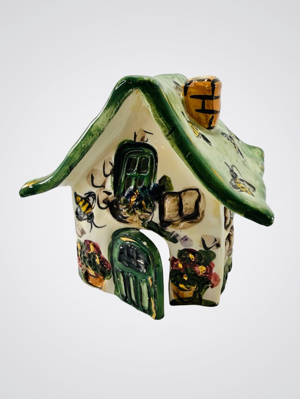Hand-Painted Ceramic Cottage Décor - Green Roof